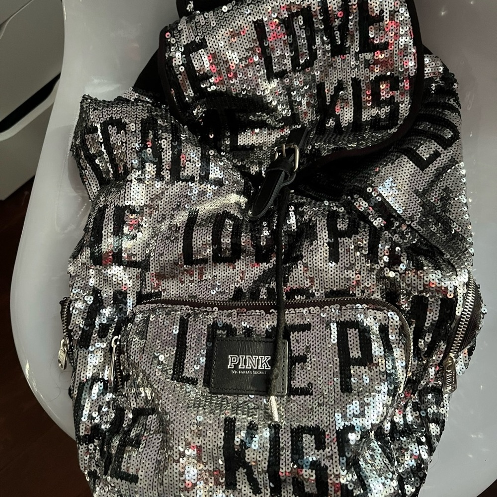 PINK Victoria's Secret Silver Sequin Backpack